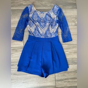 Blue lace romper